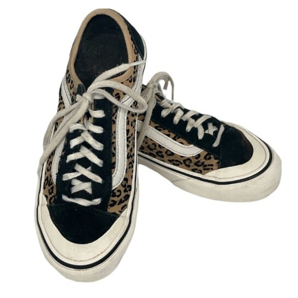 Vans Old Skool Suede Animal Print Low Top Sneakers Black Tan Size 7